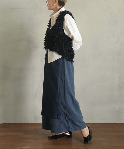 BITTOKO（ビットコ）の「ダブルフェイススカート風パンツ（デニムパンツ・レディース・ブラック/ネイビー・FREE）」の8枚目の写真