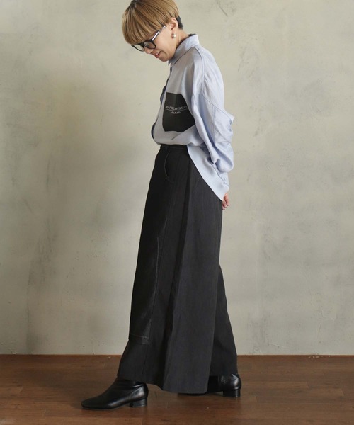 BITTOKO（ビットコ）の「ダブルフェイススカート風パンツ（デニムパンツ・レディース・ブラック/ネイビー・FREE）」の11枚目の写真