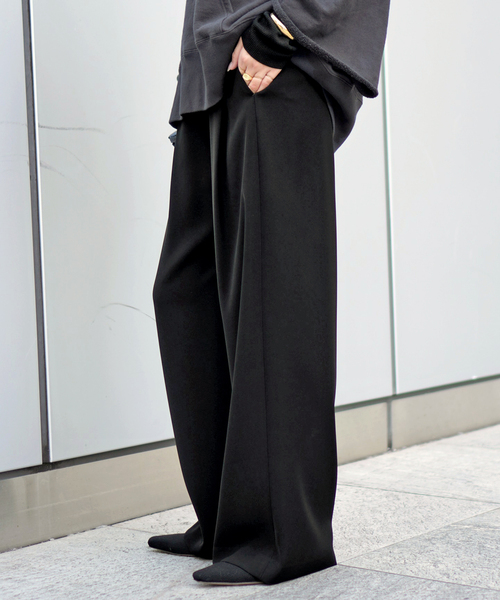 EVERYDAY I LIKE.（エヴリディアイライク）の「*イージーワイドパンツ（スラックス・レディース・ブラック/ネイビー/ブラウン・34/36/38）」の9枚目の写真