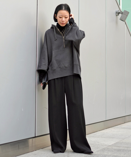 EVERYDAY I LIKE.（エヴリディアイライク）の「*イージーワイドパンツ（スラックス・レディース・ブラック/ネイビー/ブラウン・34/36/38）」の11枚目の写真