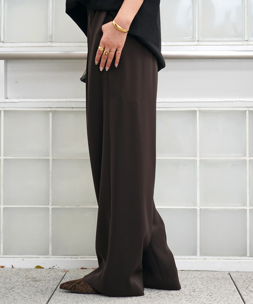 EVERYDAY I LIKE.（エヴリディアイライク）の「*イージーワイドパンツ（スラックス・レディース・ブラック/ネイビー/ブラウン・34/36/38）」の14枚目の写真