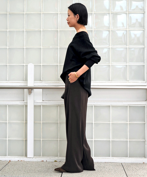 EVERYDAY I LIKE.（エヴリディアイライク）の「*イージーワイドパンツ（スラックス・レディース・ブラック/ネイビー/ブラウン・34/36/38）」の17枚目の写真