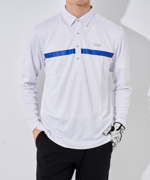 FILA GOLF(フィラゴルフ )の「【FILAGOLF/フィラゴルフ】長袖ジャガードシャツ|リサイクル素材使用・ストレッチ|ゴルフ・秋冬対応(シャツ/ブラウス・メンズ・ブラック/ホワイト・X-LARGE/MEDIUM/LARGE)」の3枚目の写真