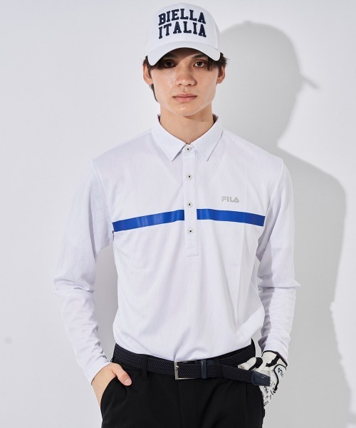FILA GOLF(フィラゴルフ )の「【FILAGOLF/フィラゴルフ】長袖ジャガードシャツ|リサイクル素材使用・ストレッチ|ゴルフ・秋冬対応(シャツ/ブラウス・メンズ・ブラック/ホワイト・X-LARGE/MEDIUM/LARGE)」の6枚目の写真