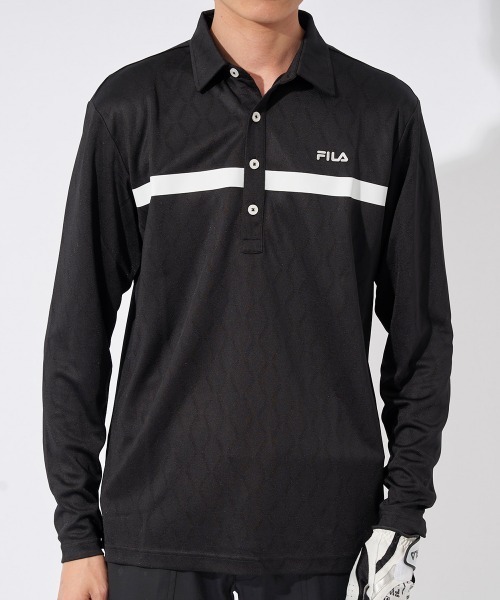 FILA GOLF(フィラゴルフ )の「【FILAGOLF/フィラゴルフ】長袖ジャガードシャツ|リサイクル素材使用・ストレッチ|ゴルフ・秋冬対応(シャツ/ブラウス・メンズ・ブラック/ホワイト・X-LARGE/MEDIUM/LARGE)」の11枚目の写真