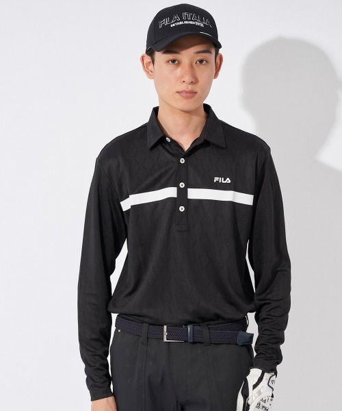 FILA GOLF(フィラゴルフ )の「【FILAGOLF/フィラゴルフ】長袖ジャガードシャツ|リサイクル素材使用・ストレッチ|ゴルフ・秋冬対応(シャツ/ブラウス・メンズ・ブラック/ホワイト・X-LARGE/MEDIUM/LARGE)」の14枚目の写真