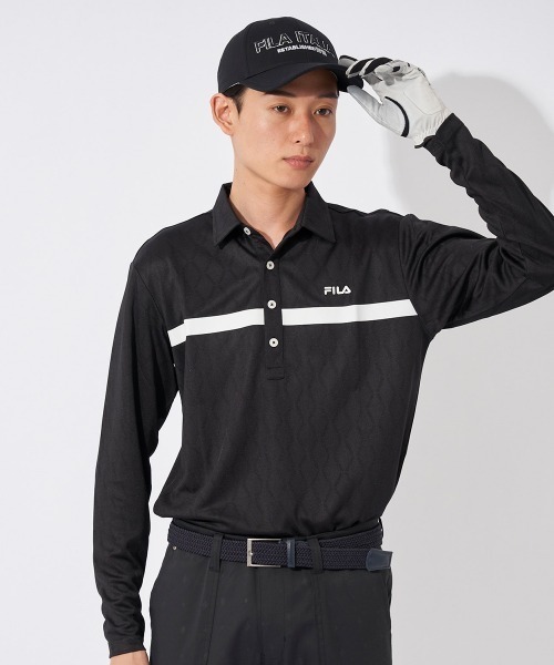 FILA GOLF(フィラゴルフ )の「【FILAGOLF/フィラゴルフ】長袖ジャガードシャツ|リサイクル素材使用・ストレッチ|ゴルフ・秋冬対応(シャツ/ブラウス・メンズ・ブラック/ホワイト・X-LARGE/MEDIUM/LARGE)」の15枚目の写真