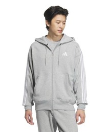 アディダス adidas エッセンシャルズ プラス ルーズフィット スリーストライプス フレンチテリー フルジップパーカー