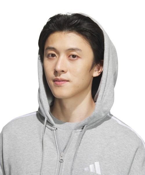 adidas(アディダス)の「アディダス adidas エッセンシャルズ プラス ルーズフィット スリーストライプス フレンチテリー フルジップパーカー(パーカー・メンズ・グレー/ネイビー・S/M/L/LL/3L)」の12枚目の写真