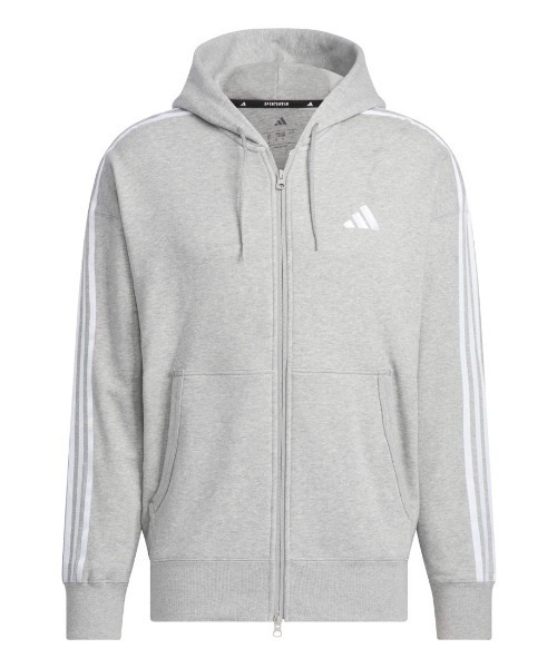 adidas(アディダス)の「アディダス adidas エッセンシャルズ プラス ルーズフィット スリーストライプス フレンチテリー フルジップパーカー(パーカー・メンズ・グレー/ネイビー・S/M/L/LL/3L)」の6枚目の写真