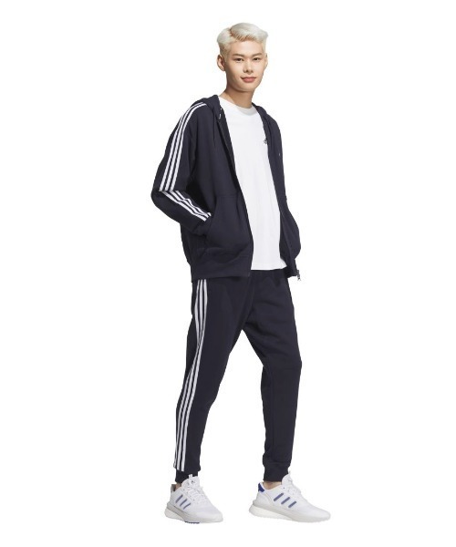 adidas(アディダス)の「アディダス adidas エッセンシャルズ プラス ルーズフィット スリーストライプス フレンチテリー フルジップパーカー(パーカー・メンズ・グレー/ネイビー・S/M/L/LL/3L)」の10枚目の写真