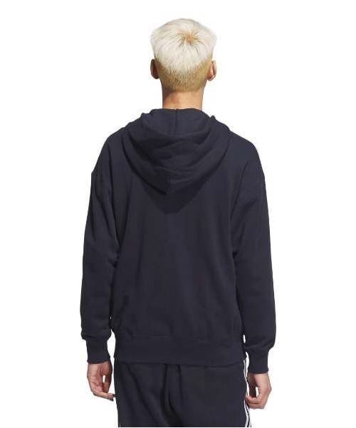 adidas(アディダス)の「アディダス adidas エッセンシャルズ プラス ルーズフィット スリーストライプス フレンチテリー フルジップパーカー(パーカー・メンズ・グレー/ネイビー・S/M/L/LL/3L)」の9枚目の写真
