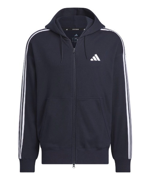adidas(アディダス)の「アディダス adidas エッセンシャルズ プラス ルーズフィット スリーストライプス フレンチテリー フルジップパーカー(パーカー・メンズ・グレー/ネイビー・S/M/L/LL/3L)」の5枚目の写真