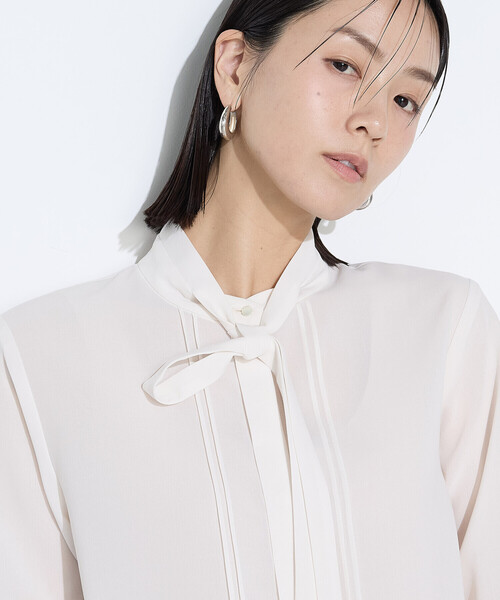 COMME CA(コムサ)の「フィネスボイル ボウタイシャツ(シャツ/ブラウス・レディース・オフホワイト/ブラック/サックスブルー・9号/11号)」の15枚目の写真