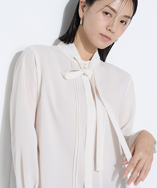 COMME CA(コムサ)の「フィネスボイル ボウタイシャツ(シャツ/ブラウス・レディース・オフホワイト/ブラック/サックスブルー・9号/11号)」の16枚目の写真