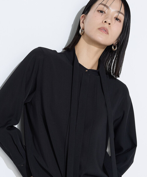 COMME CA(コムサ)の「フィネスボイル ボウタイシャツ(シャツ/ブラウス・レディース・オフホワイト/ブラック/サックスブルー・9号/11号)」の9枚目の写真