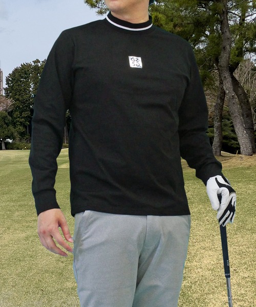 ゴルフモックネック ゴルフウェア 長袖 高周波シルバープリント