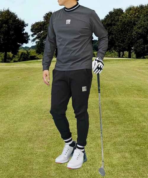 ゴルフモックネック ゴルフウェア 長袖 高周波シルバープリント