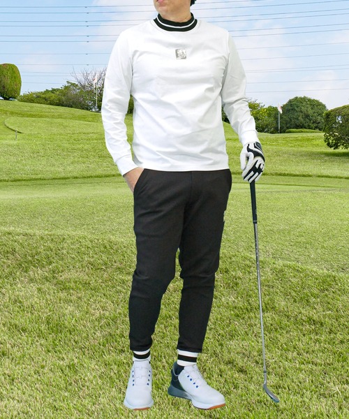 ゴルフモックネック ゴルフウェア 長袖 高周波シルバープリント