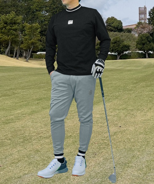 ゴルフモックネック ゴルフウェア 長袖 高周波シルバープリント