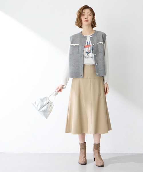 Petit Honfleur（プチオンフルール）の「フェイクレザースカート（スカート・レディース・ベージュ/ブラウン・64/67）」の13枚目の写真