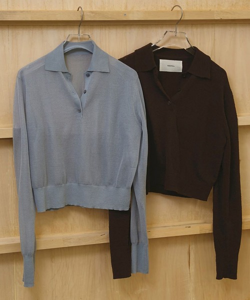 TODAYFUL（トゥデイフル）の「【TODAYFUL/トゥデイフル】Layered  Polo Knit/レイヤードポロニット（ニット/セーター・レディース・キナリ/ダークグレー/チョコ・FREE）」の9枚目の写真
