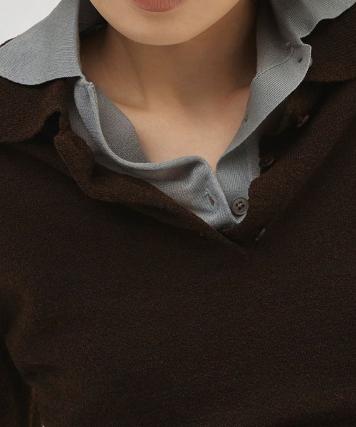 TODAYFUL（トゥデイフル）の「【TODAYFUL/トゥデイフル】Layered  Polo Knit/レイヤードポロニット（ニット/セーター・レディース・キナリ/ダークグレー/チョコ・FREE）」の13枚目の写真
