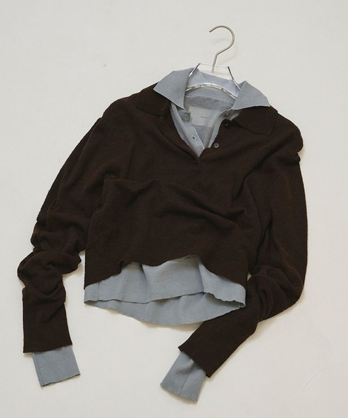 TODAYFUL（トゥデイフル）の「【TODAYFUL/トゥデイフル】Layered  Polo Knit/レイヤードポロニット（ニット/セーター・レディース・キナリ/ダークグレー/チョコ・FREE）」の14枚目の写真