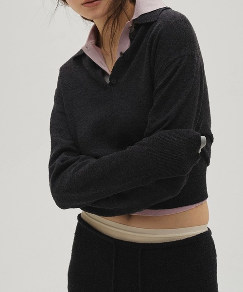 TODAYFUL（トゥデイフル）の「【TODAYFUL/トゥデイフル】Layered  Polo Knit/レイヤードポロニット（ニット/セーター・レディース・キナリ/ダークグレー/チョコ・FREE）」の20枚目の写真