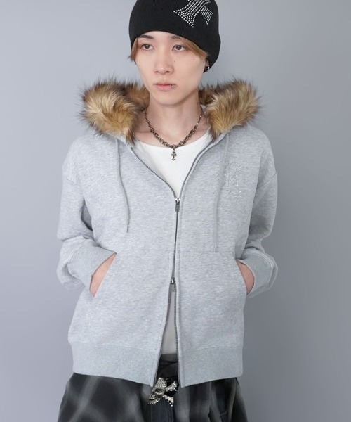 セットアップ可能】2WAY短丈ダブルジップパーカー/ライトストーン/ワン