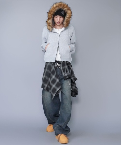 STONE  パーカー RHINESTONE OG ZIP HOODED SWEATSHIRT（パーカー）｜XLARGE