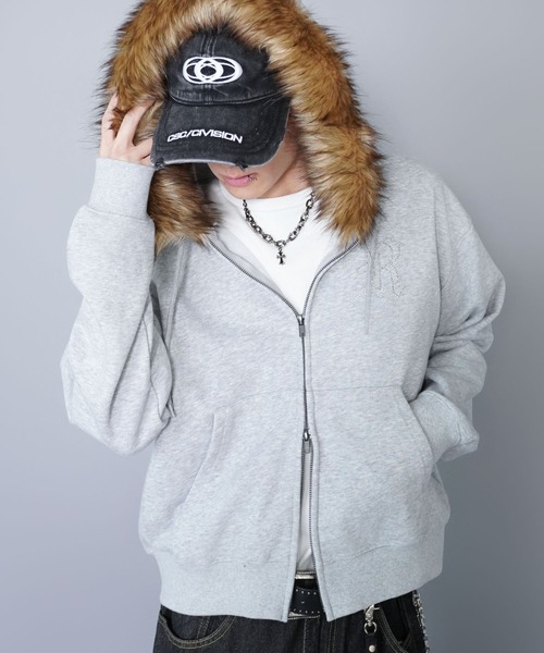 セットアップ可能】2WAY短丈ダブルジップパーカー/ライトストーン/ワン