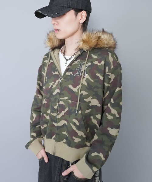 セットアップ可能】2WAY短丈ダブルジップパーカー/ライトストーン/ワン