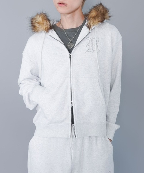 セットアップ可能】2WAY短丈ダブルジップパーカー/ライトストーン/ワン