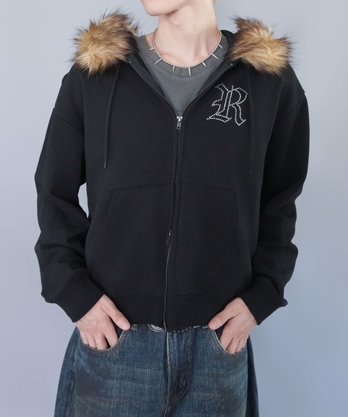 セットアップ可能】2WAY短丈ダブルジップパーカー/ライトストーン/ワン