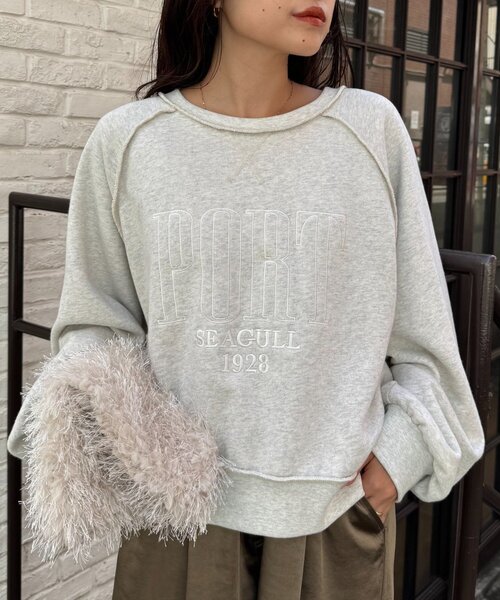 CIAOPANIC TYPY（チャオパニックティピー）の「スウェードタッチ裏毛ロゴ刺繍スウェット（スウェット・レディース・オフホワイト/チャコールグレー/ブラウン/バーガンディー・ONE SIZE）」の2枚目の写真