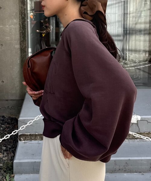 CIAOPANIC TYPY（チャオパニックティピー）の「スウェードタッチ裏毛ロゴ刺繍スウェット（スウェット・レディース・オフホワイト/チャコールグレー/ブラウン/バーガンディー・ONE SIZE）」の7枚目の写真