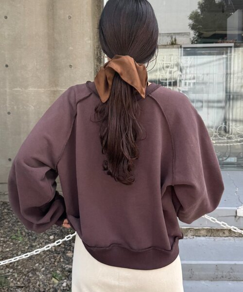 CIAOPANIC TYPY（チャオパニックティピー）の「スウェードタッチ裏毛ロゴ刺繍スウェット（スウェット・レディース・オフホワイト/チャコールグレー/ブラウン/バーガンディー・ONE SIZE）」の8枚目の写真