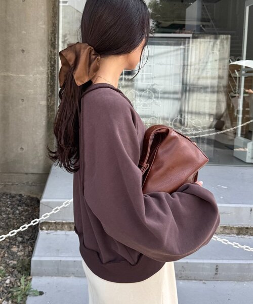 CIAOPANIC TYPY（チャオパニックティピー）の「スウェードタッチ裏毛ロゴ刺繍スウェット（スウェット・レディース・オフホワイト/チャコールグレー/ブラウン/バーガンディー・ONE SIZE）」の9枚目の写真