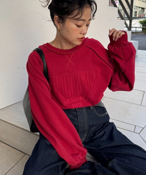 CIAOPANIC TYPY（チャオパニックティピー）の「スウェードタッチ裏毛ロゴ刺繍スウェット（スウェット・レディース・オフホワイト/チャコールグレー/ブラウン/バーガンディー・ONE SIZE）」の13枚目の写真