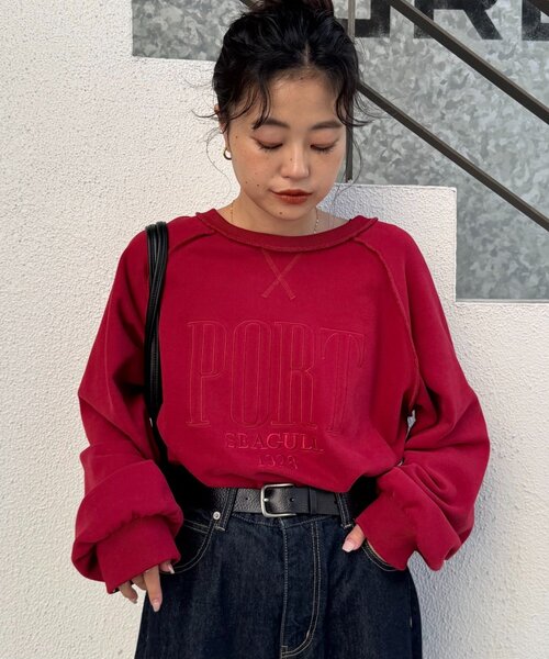 CIAOPANIC TYPY（チャオパニックティピー）の「スウェードタッチ裏毛ロゴ刺繍スウェット（スウェット・レディース・オフホワイト/チャコールグレー/ブラウン/バーガンディー・ONE SIZE）」の14枚目の写真