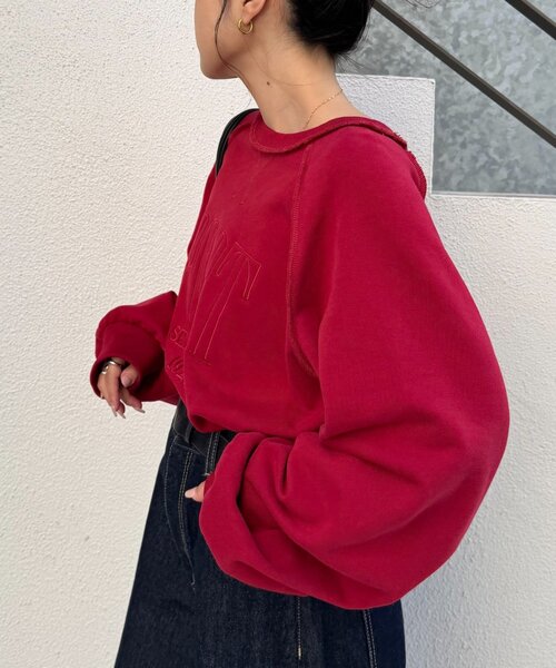 CIAOPANIC TYPY（チャオパニックティピー）の「スウェードタッチ裏毛ロゴ刺繍スウェット（スウェット・レディース・オフホワイト/チャコールグレー/ブラウン/バーガンディー・ONE SIZE）」の15枚目の写真