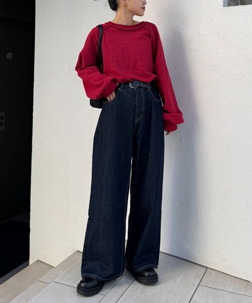 CIAOPANIC TYPY（チャオパニックティピー）の「スウェードタッチ裏毛ロゴ刺繍スウェット（スウェット・レディース・オフホワイト/チャコールグレー/ブラウン/バーガンディー・ONE SIZE）」の18枚目の写真