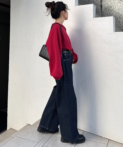 CIAOPANIC TYPY（チャオパニックティピー）の「スウェードタッチ裏毛ロゴ刺繍スウェット（スウェット・レディース・オフホワイト/チャコールグレー/ブラウン/バーガンディー・ONE SIZE）」の19枚目の写真