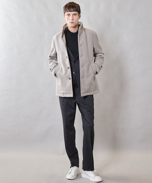 UNION STATION（ユニオンステーション）の「バスケット編みジャガードフェイクウールスタンドカラーブルゾン（ブルゾン・メンズ・ブラック/ライトグレー/ネイビー・L/LL/M）」の7枚目の写真