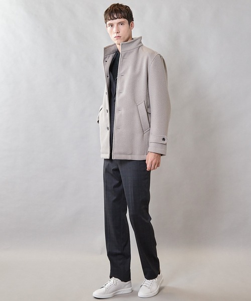 UNION STATION（ユニオンステーション）の「バスケット編みジャガードフェイクウールスタンドカラーブルゾン（ブルゾン・メンズ・ブラック/ライトグレー/ネイビー・L/LL/M）」の8枚目の写真