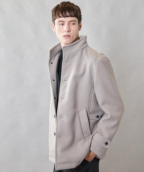 UNION STATION（ユニオンステーション）の「バスケット編みジャガードフェイクウールスタンドカラーブルゾン（ブルゾン・メンズ・ブラック/ライトグレー/ネイビー・L/LL/M）」の5枚目の写真