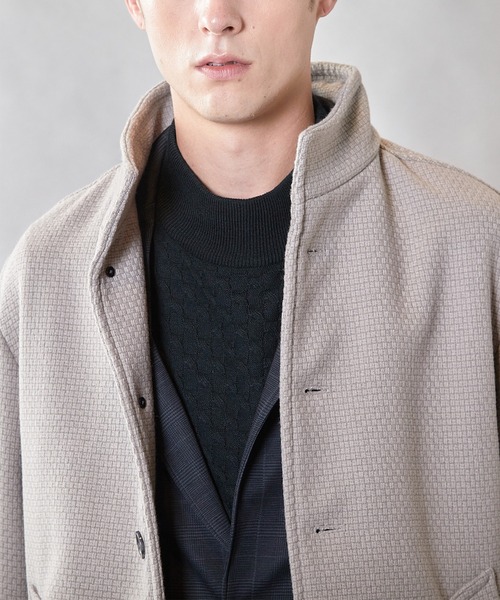 UNION STATION（ユニオンステーション）の「バスケット編みジャガードフェイクウールスタンドカラーブルゾン（ブルゾン・メンズ・ブラック/ライトグレー/ネイビー・L/LL/M）」の11枚目の写真
