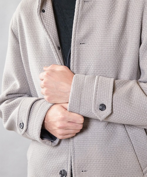 UNION STATION（ユニオンステーション）の「バスケット編みジャガードフェイクウールスタンドカラーブルゾン（ブルゾン・メンズ・ブラック/ライトグレー/ネイビー・L/LL/M）」の12枚目の写真