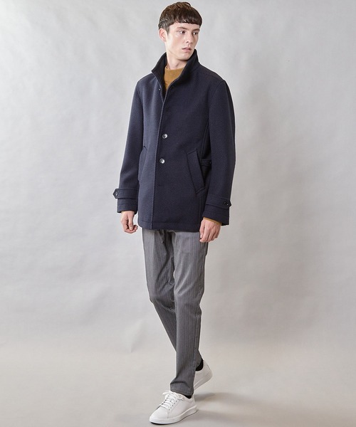 UNION STATION（ユニオンステーション）の「バスケット編みジャガードフェイクウールスタンドカラーブルゾン（ブルゾン・メンズ・ブラック/ライトグレー/ネイビー・L/LL/M）」の18枚目の写真